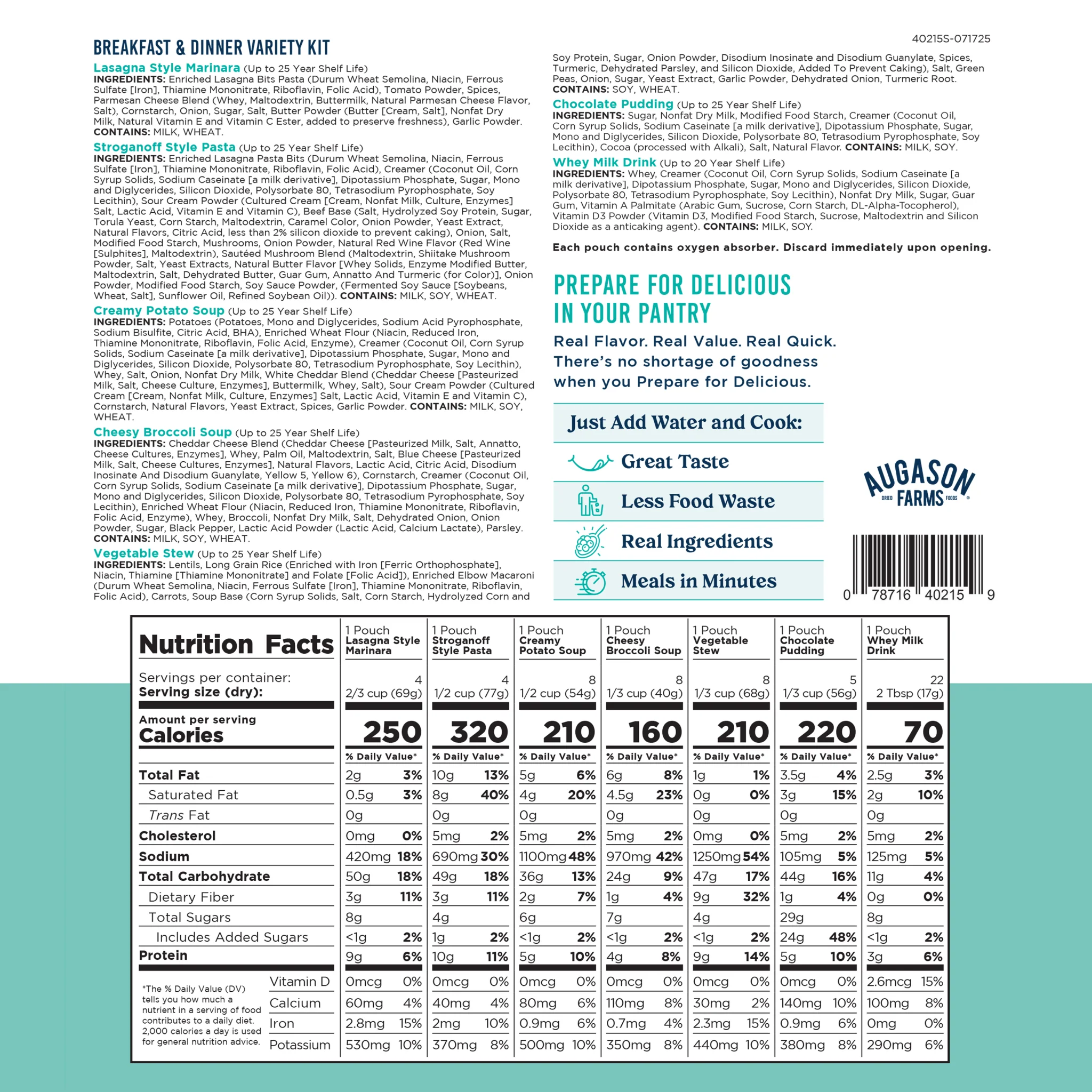 Breakfast, Lunch & Dinner Variety Kit, 232 Servings - Image 3