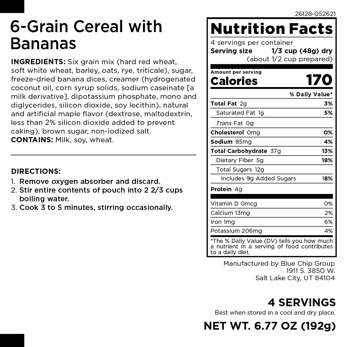 6-Grain Cereal with Bananas Pouch, 4 Servings - Image 2