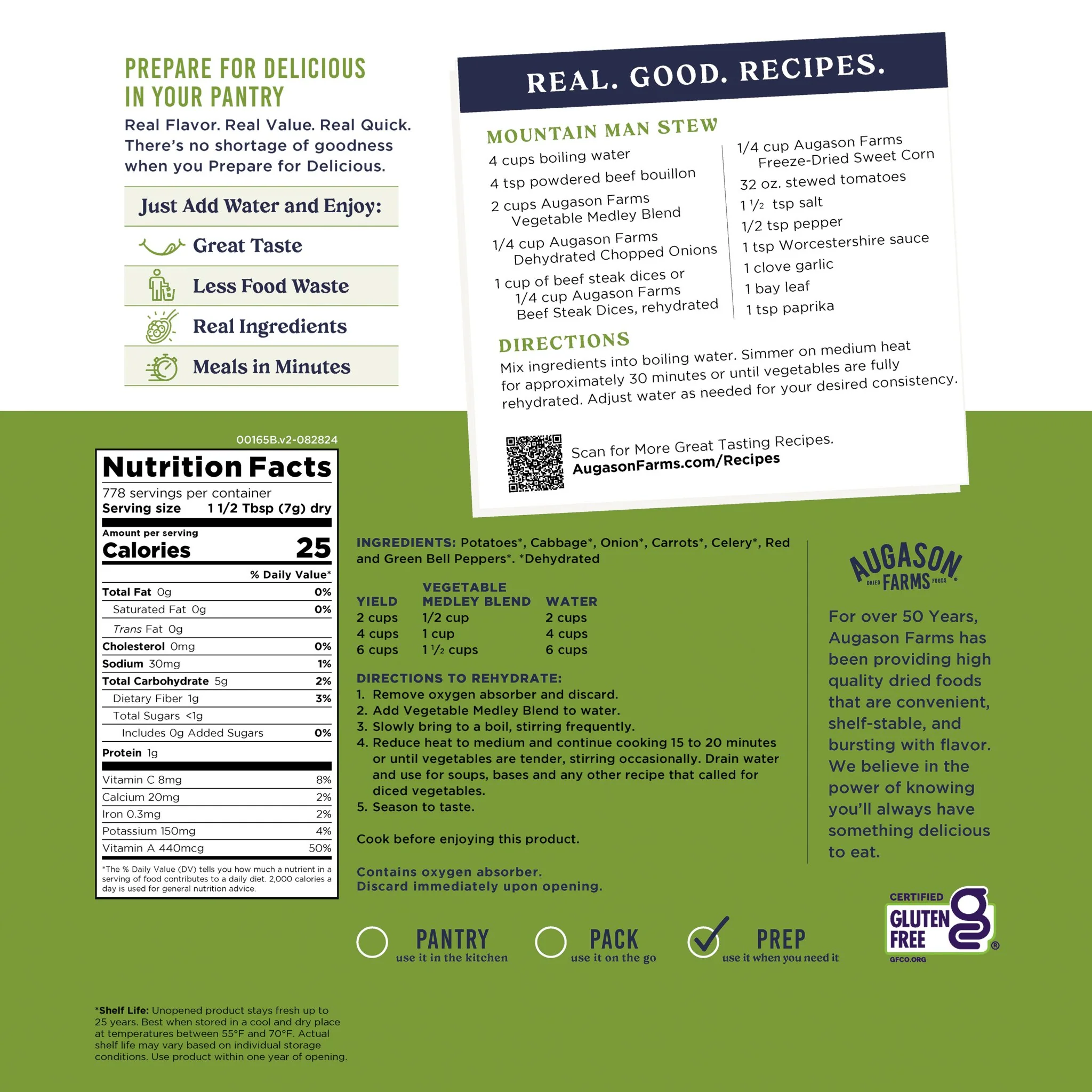 Vegetable Medley Blend 4 Gallon Pail, 778 Servings - Image 3
